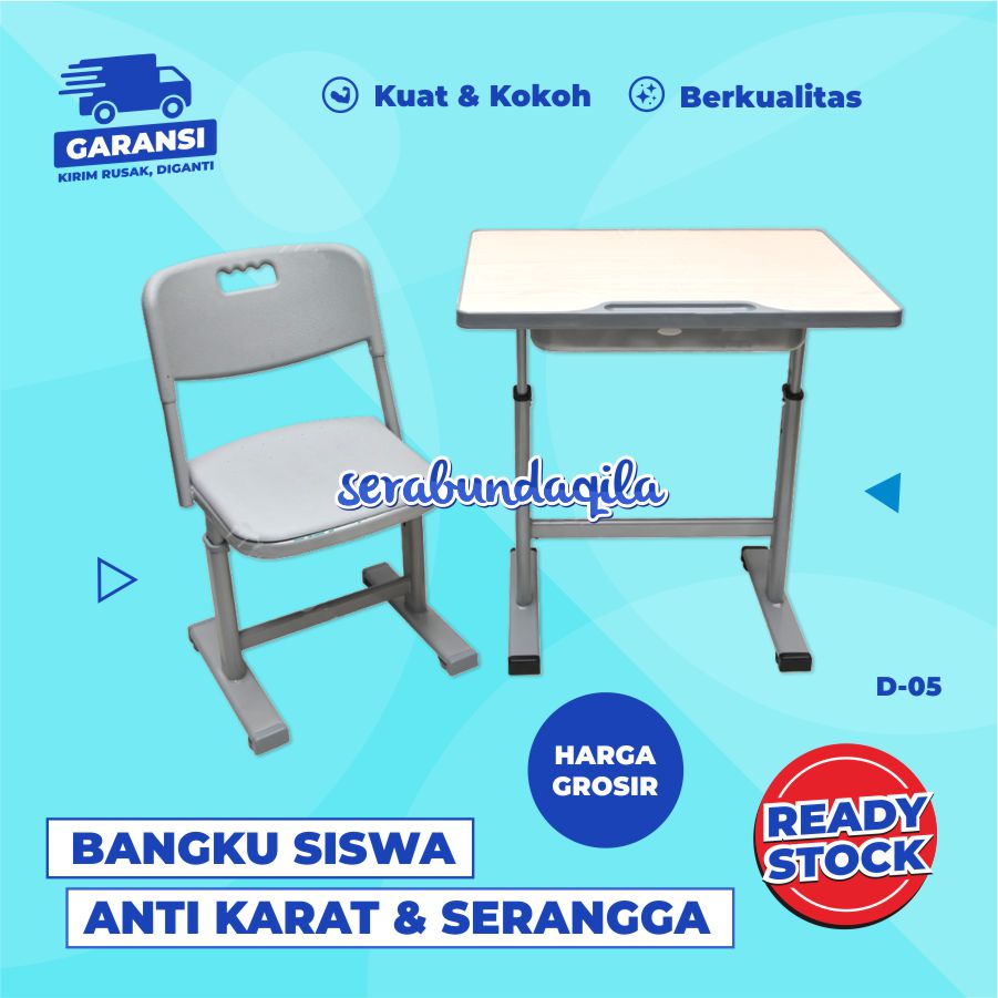 D05 meja kursi bangku sekolah rangka besi harga murah cocok untuk SD / SMP / SMA