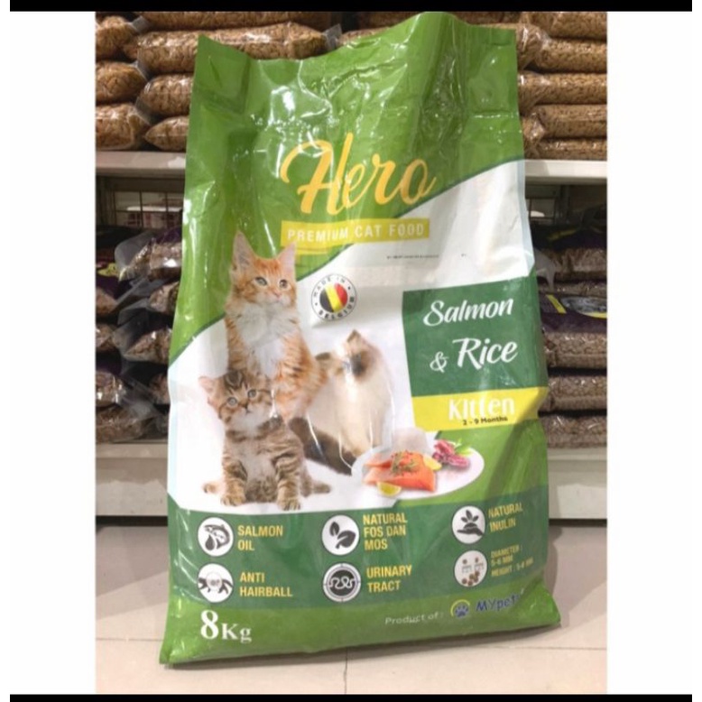 EXPEDISI Hero premium cat food kitten salmon &amp; rice 8kg