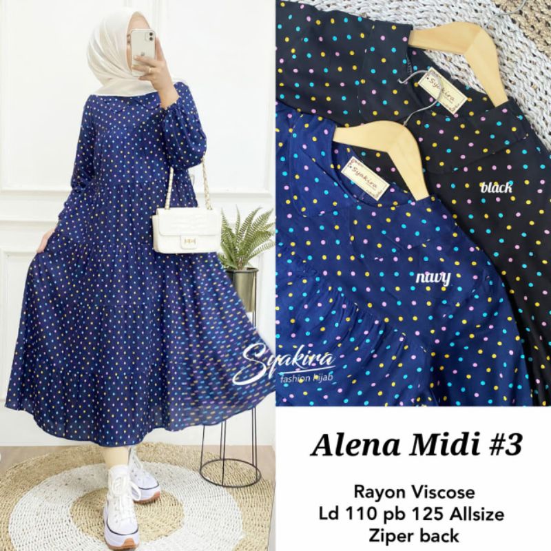 alena midi#3 alena midi dress wanita gamis wanita