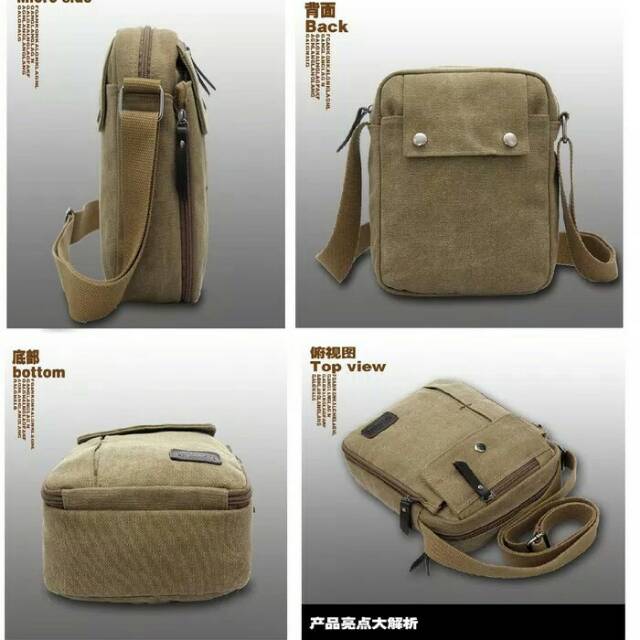 Tas slempang kanvas pria/sling bag/trafel bag-cofee