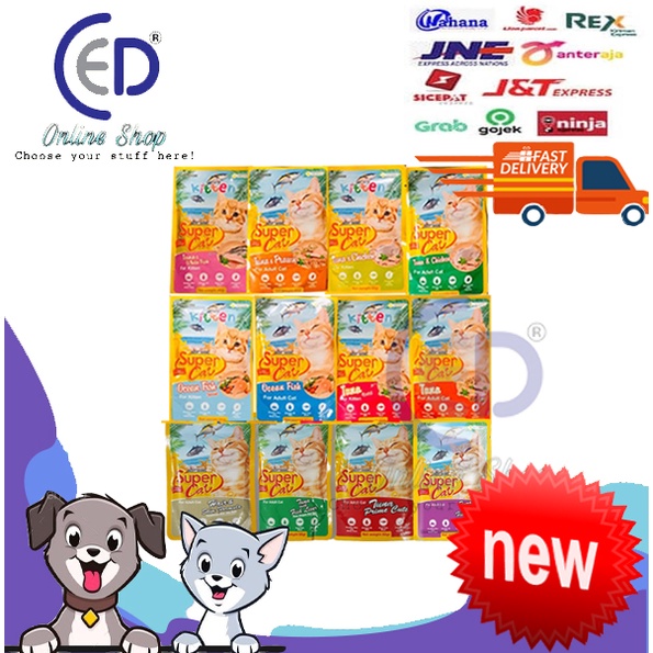 MAKANAN KUCING SUPER CAT POUCH ADULT 85GR ALL VARIAN