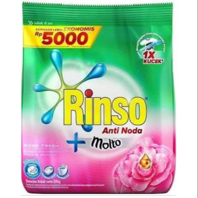 RINSO ANTI NODA + MOLTO 195gram // DETERJEN BUBUK 5000 LEBIH EKONOMI