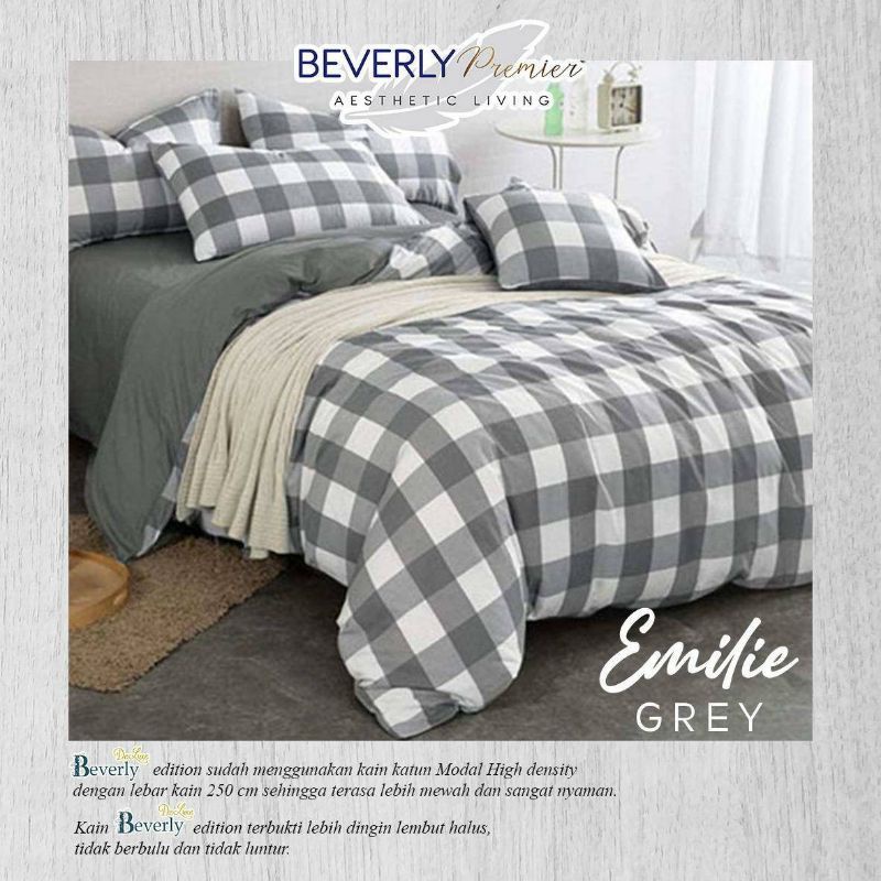 Sprei Aesthetic KOREA kotak Emily Grey / Sprei Emily Abu / Sprei Homemade