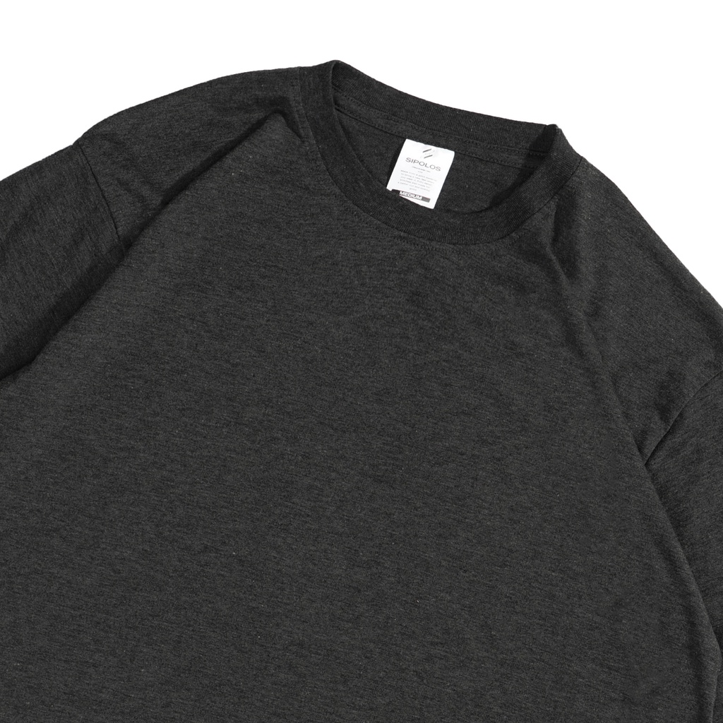 Sipolos Kaos Polos Pria Wanita Lengan Pendek Cotton Twotone Regular Fit-Dark Grey