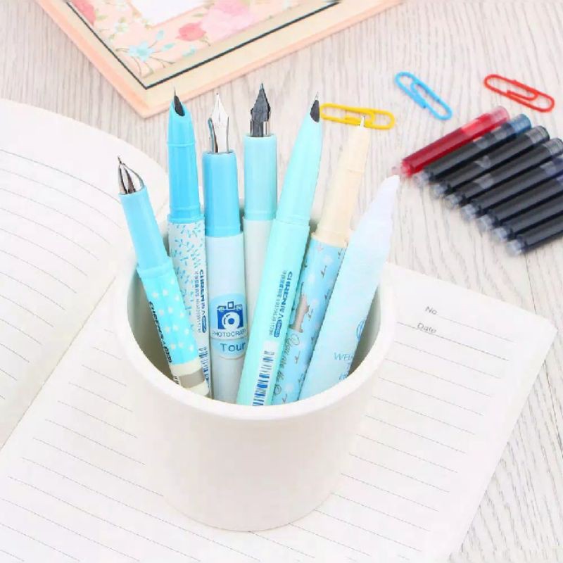 satu set isi 7 pen tinta isi ulang / pena lafadz / pena kali grafi / pen tutul / pen cekrik