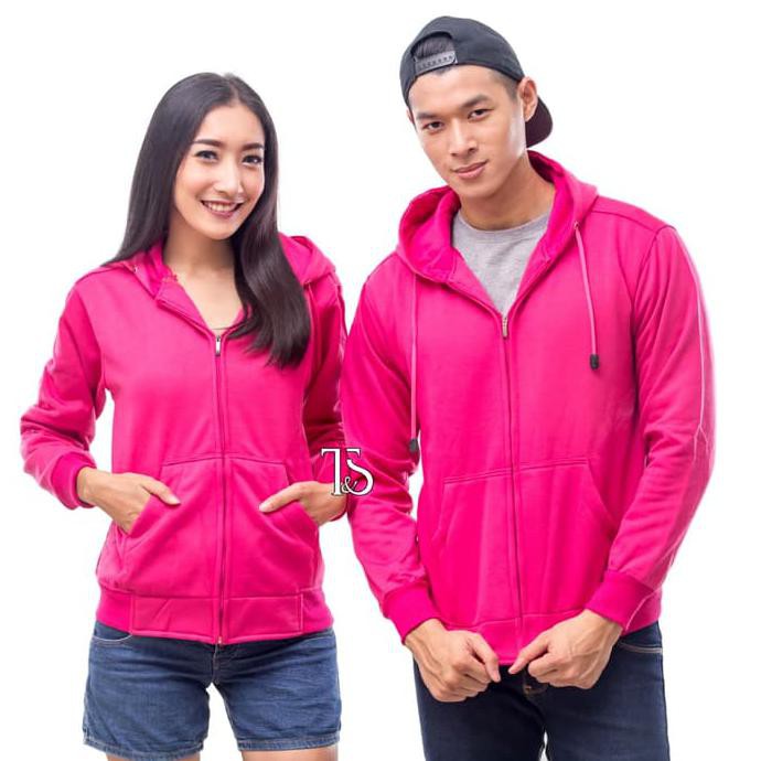 Super Quality Jaket Hoodie Zipper Pink Fanta Polos Pria M - Xl