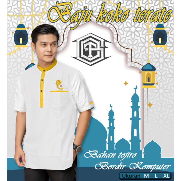 BAJU KOKO PSHT-BAJU KOKO SH TERATE-BAJU KOKO TERBARU-BAJU KOKO PUTIH LIST KUNING