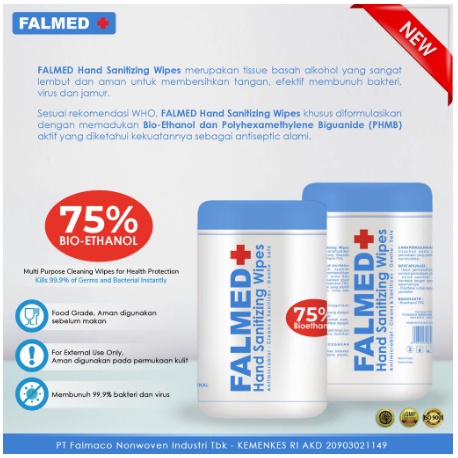 Falmed Tisu Hand Sanitizing Wipes Murah