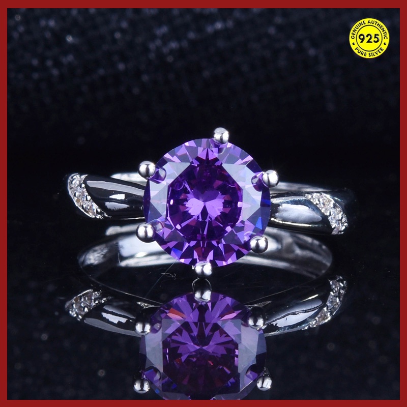 Cincin Amethyst Moissanite Model Terbuka