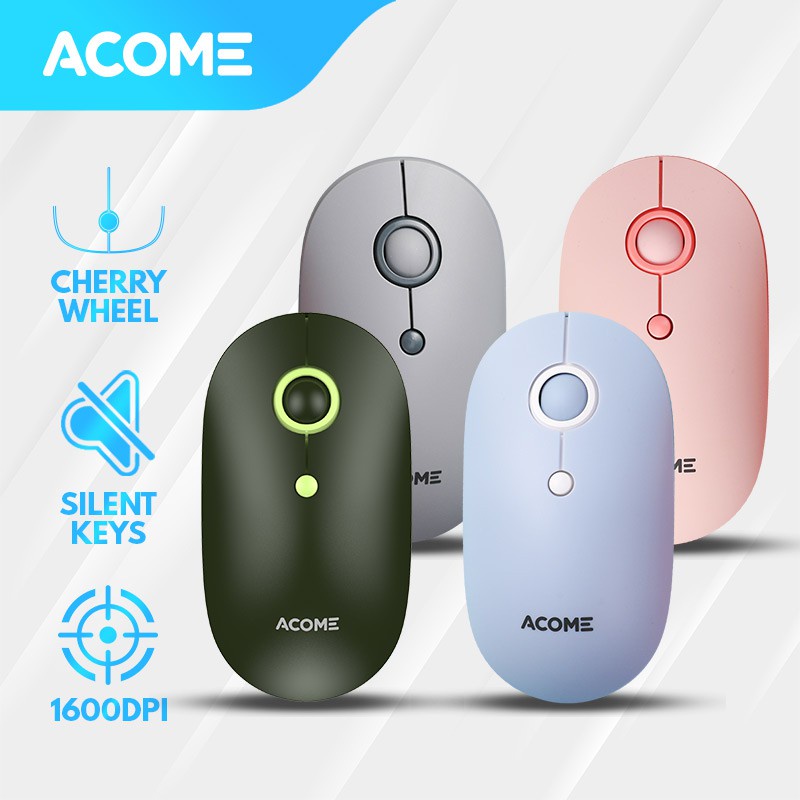 Acome Mouse Fashion Color Wireless Silent Click Ergonomic AM300 Garansi Resmi 1 Tahun