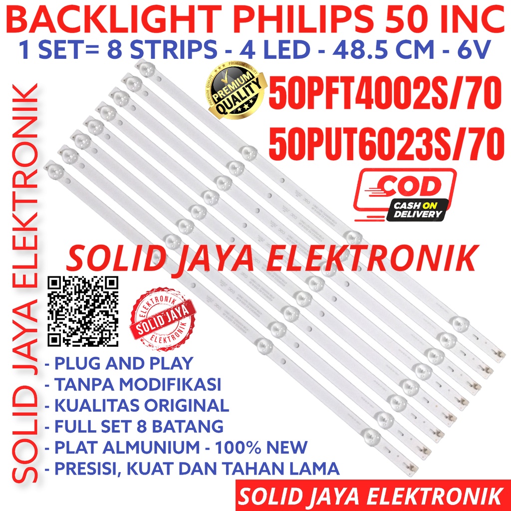 BACKLIGHT TV LED PHILIPS 50 INC 50PFT4002 50PUT6023 50PFT4002S 50PUT6023S 50PFT4002S/70 50PUT6023S/70 LAMPU BL 50PUT 50PFT 4002 6023 4K 4 KANCING 4LED 6V 6 VOLT PHILIPS 50INCH 50INC 50IN 50 INCH IN LED BL