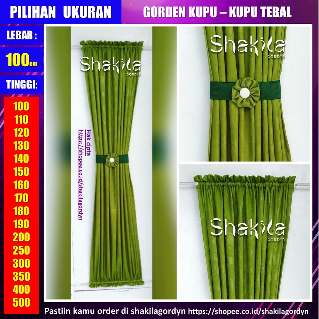 Gorden Ikat Kupu Kupu Polos Hijau Muda Tebal