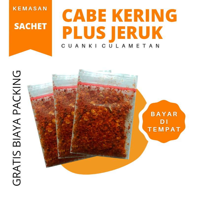 

Cabe Bubuk sachet plus jeruk untuk boci baso Aci, mie bakso, cuanki instan kemasan ecer