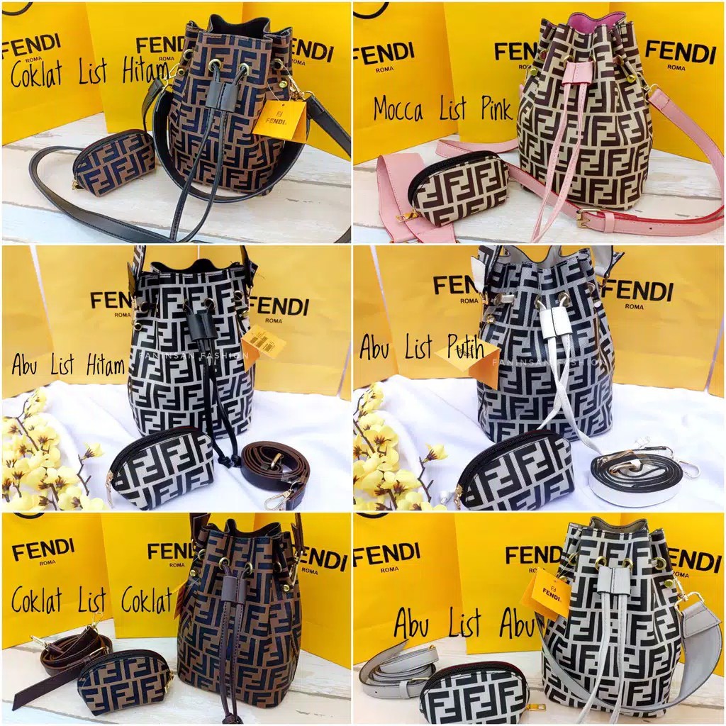 Tas Wanita Sling Bag Serut Fendi Mon Tresor Neo Noe Syahrini Import Selempang Free Pouch