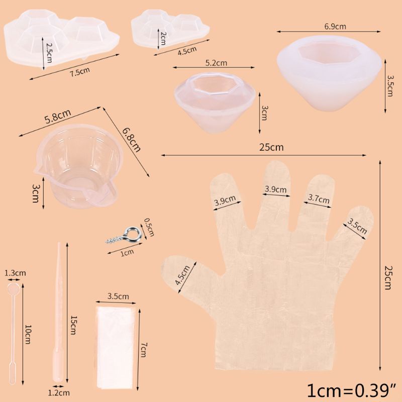 Siy 1 Set Cetakan Resin Epoksi Kristal Berlian Untuk Membuat Perhiasan Handmade Diy