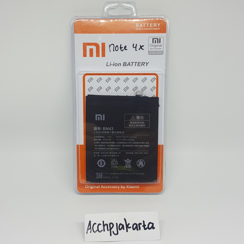 Baterai XiaoMi Redmi Note 4 4x Snapdragon BN 43 Original
