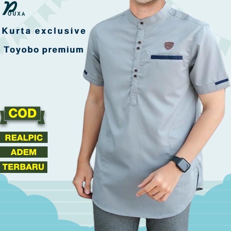 Baju Koko Pria Kurta Laki Laki Dewasa Lengan Pendek Kokoh Baju Muslim Pria Terbaru 2022 Kekinian Bah