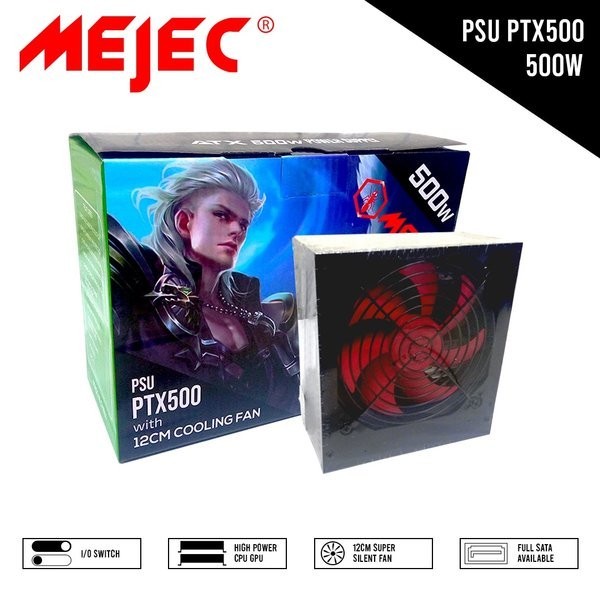 POWER SUPPLY MEJEC 500 WATT with 12cm fan Atx - Psu