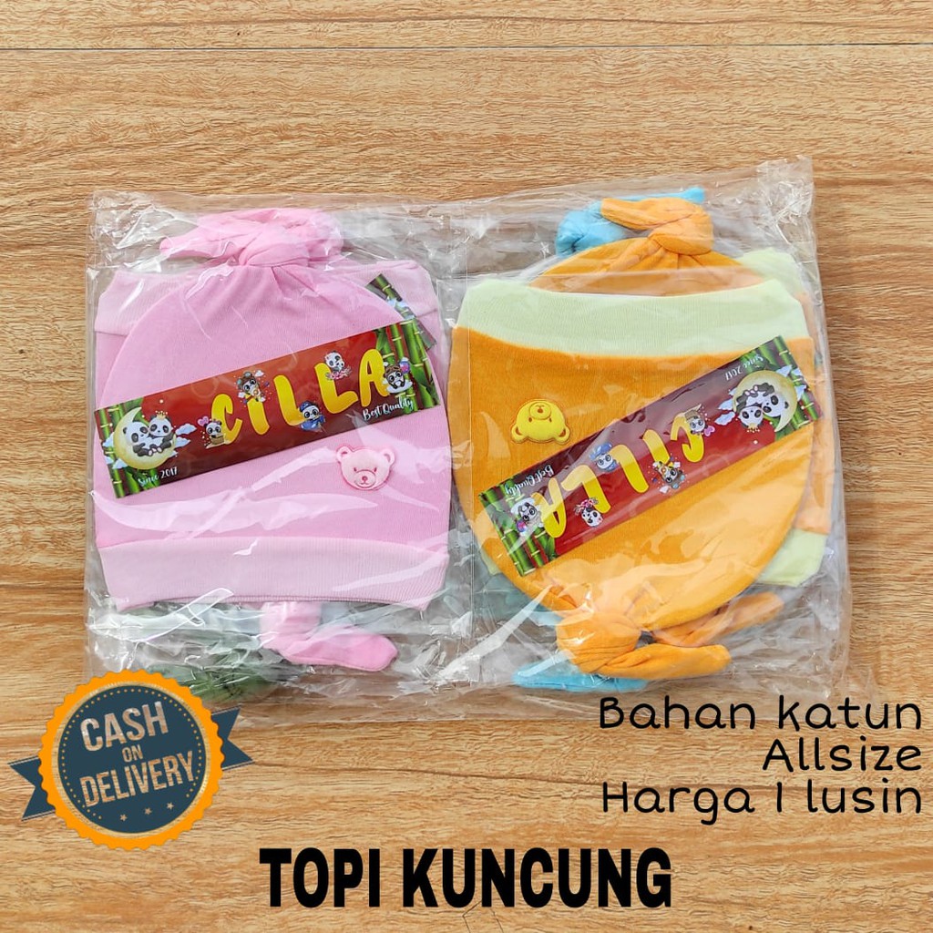 1 LUSIN (12 pcs) Topi bayi KUNCUNG harga grosir TERMURAH