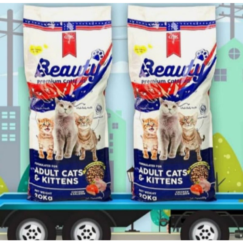 Expedisi Makanan Kucing Beauty cat chicken &amp; salmon 20kg