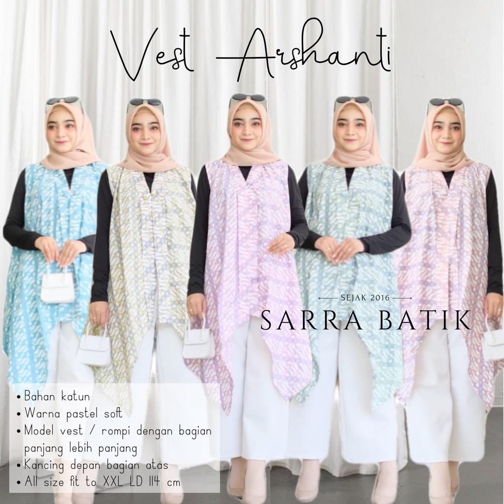 Vest TL Arshanti Batik Pastel Parang Soft Cardi Outer Batik Modern Seragam Kantor Pesta Cardigan Muslim Kondangan