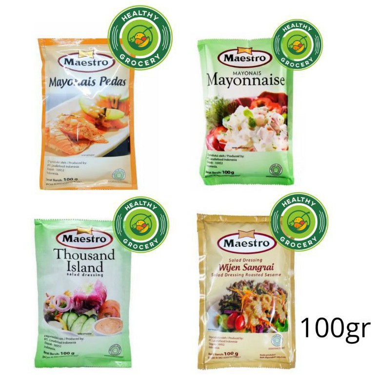 

Maestro Mayonaise 100gr / Mayo / Mayonais / Pedas / Wijen Sangrai / Thousand Island