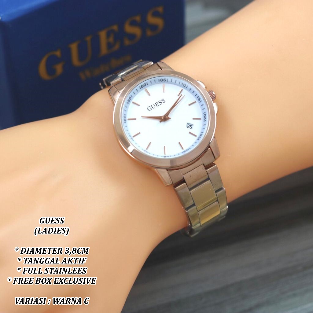 (FREE BOX) JAM TANGAN WANITA FASHION RANTAI BODY BULAT TANGGAL AKTIF