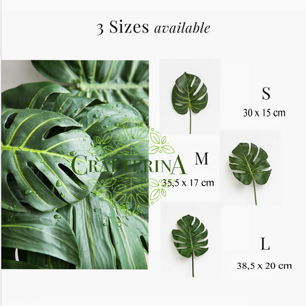 DAUN MONSTERA / DAUN ARTIFICIAL / DAUN PLASTIK / MONSTERA S M L