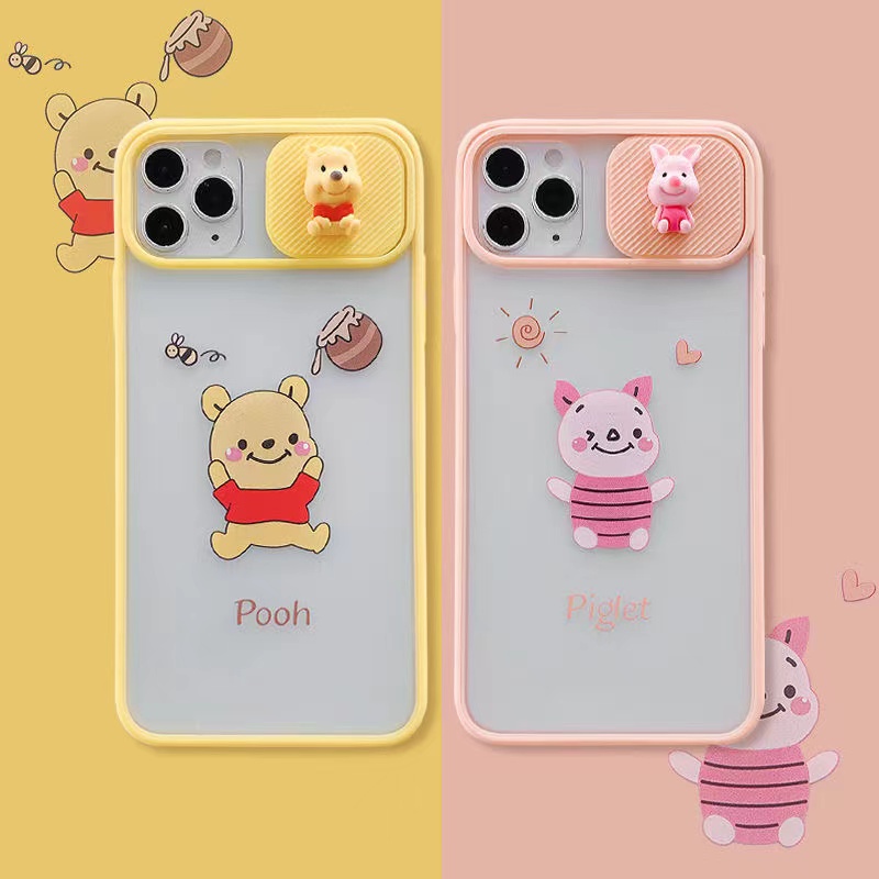 Ponsel Casing Piggy dan Pooh Lensa jendela geser iPhone 12 mini 12pro 12pro max 7 plus iPhone 6splus case iPhone 8plus Max penutup ponsel