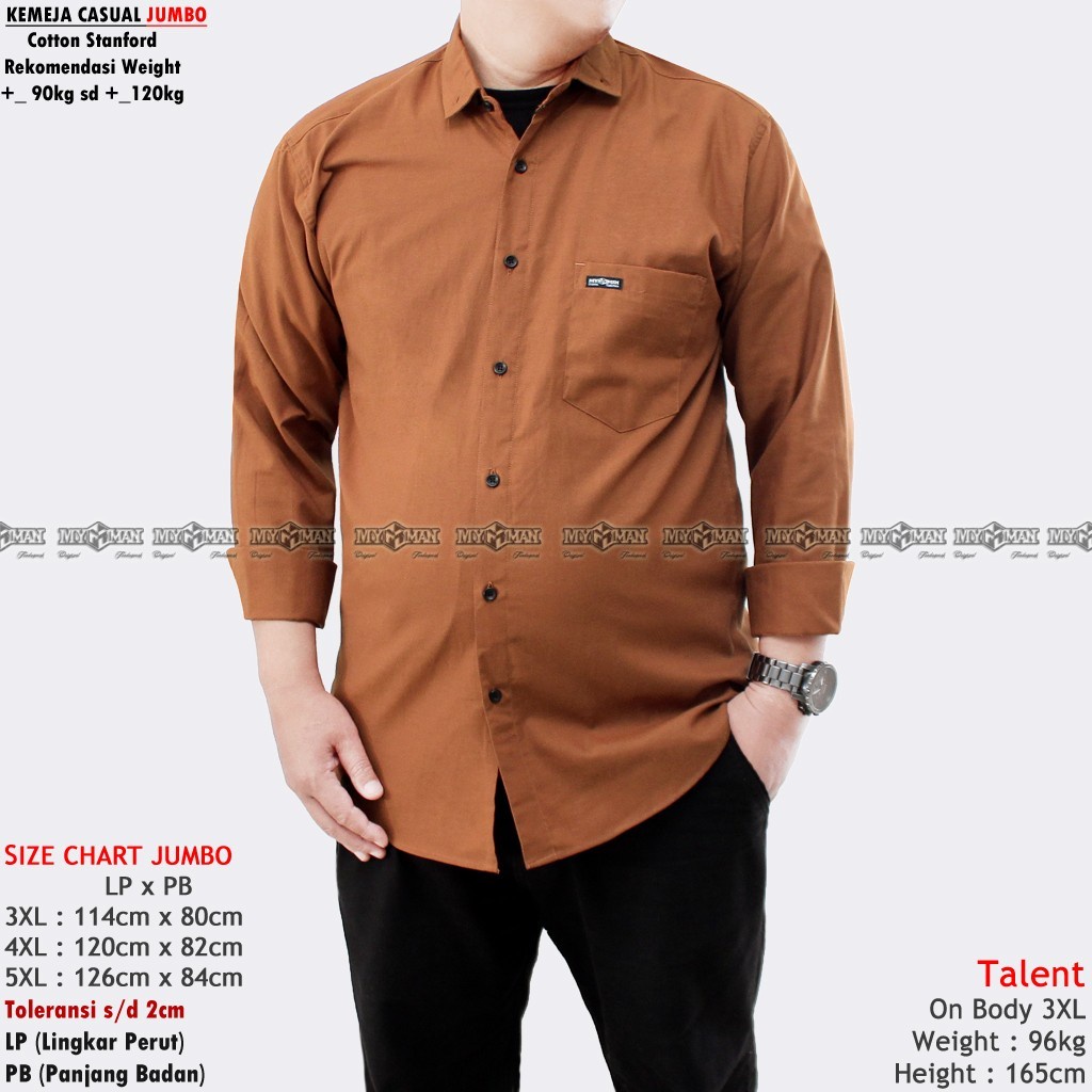 MY MAN Original Kemeja Polos lengan panjang jumbo kemeja pria warna hijau botol big size art seri MY233