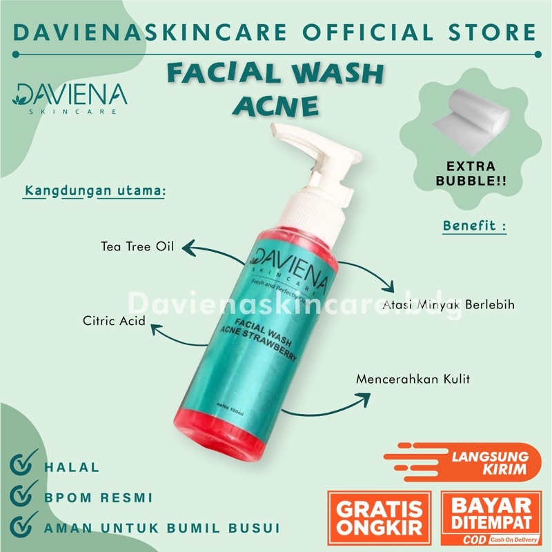 FACIAL WASH ACNE STRAWBERY DAVIENASKINCARE