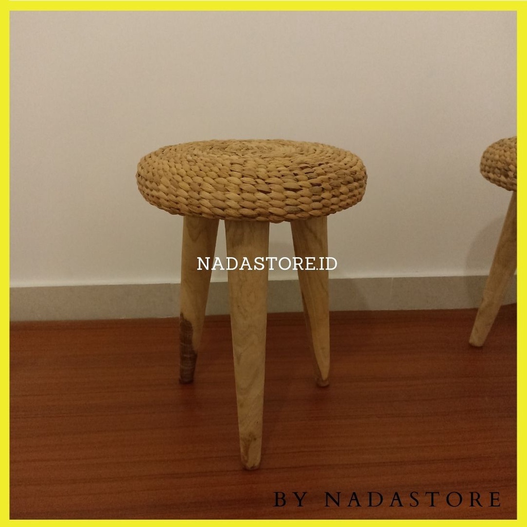 STOOL BAR  WATER HYACINTH / KURSI ANYAMAN ENCENG GONDOK BULAT SIZE 35 CM X 50 CM