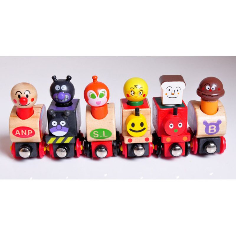 wooden anpanman magnetic train / mainan kereta kayu anpanman / train set