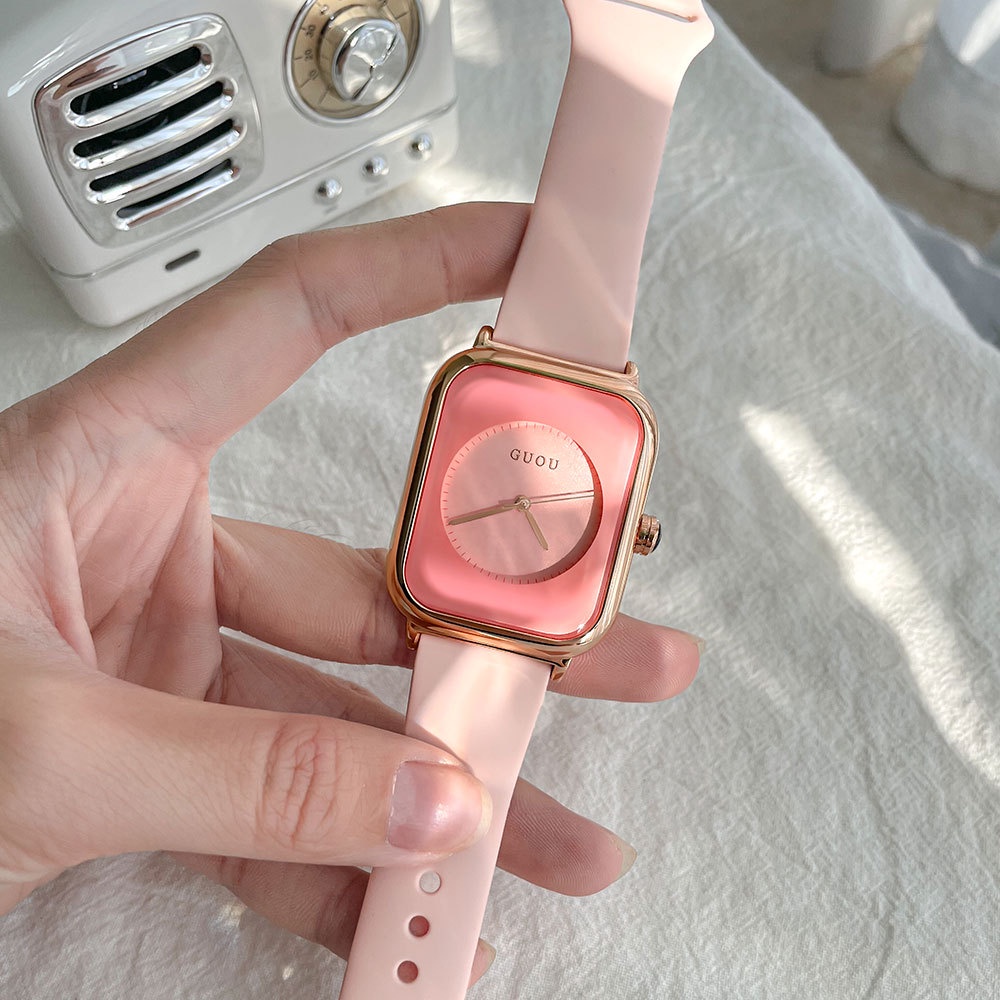 【Ready 】【100%ORI】 GUOU Waterproof Women's Watch Wanita Jelly menonton tali karet wanita menonton Korea menonton fashion【COD】