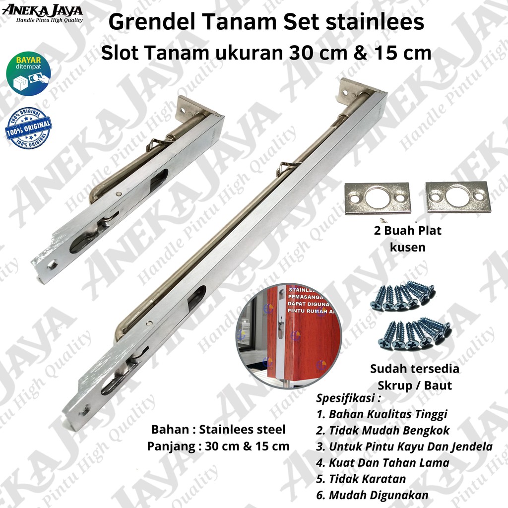 Grendel tanam / slot pintu tanam