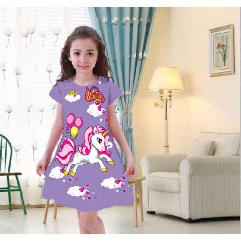 #DRESS UNICRON//DASTER ANAK PEREMPUAN PONY TERLARIS//USIA 2-12 TAHUN