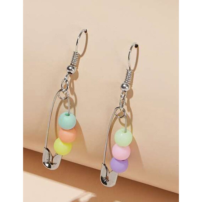 LRC Anting Tusuk Fashion Golden Pin Pearl Pearl Alloy Hollow Earrings K25109