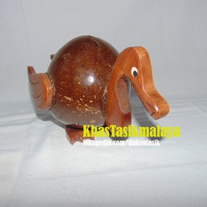 DT-16037 Celengan binatang/Hewan Bebek Kayu Batok Kelapa