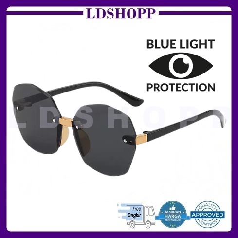 LDS KC03 Sunglasses Kacamata Hitam/Gradien Bentuk Hexagram No frame Women Fashion Anti Radiasi New Arrival Import