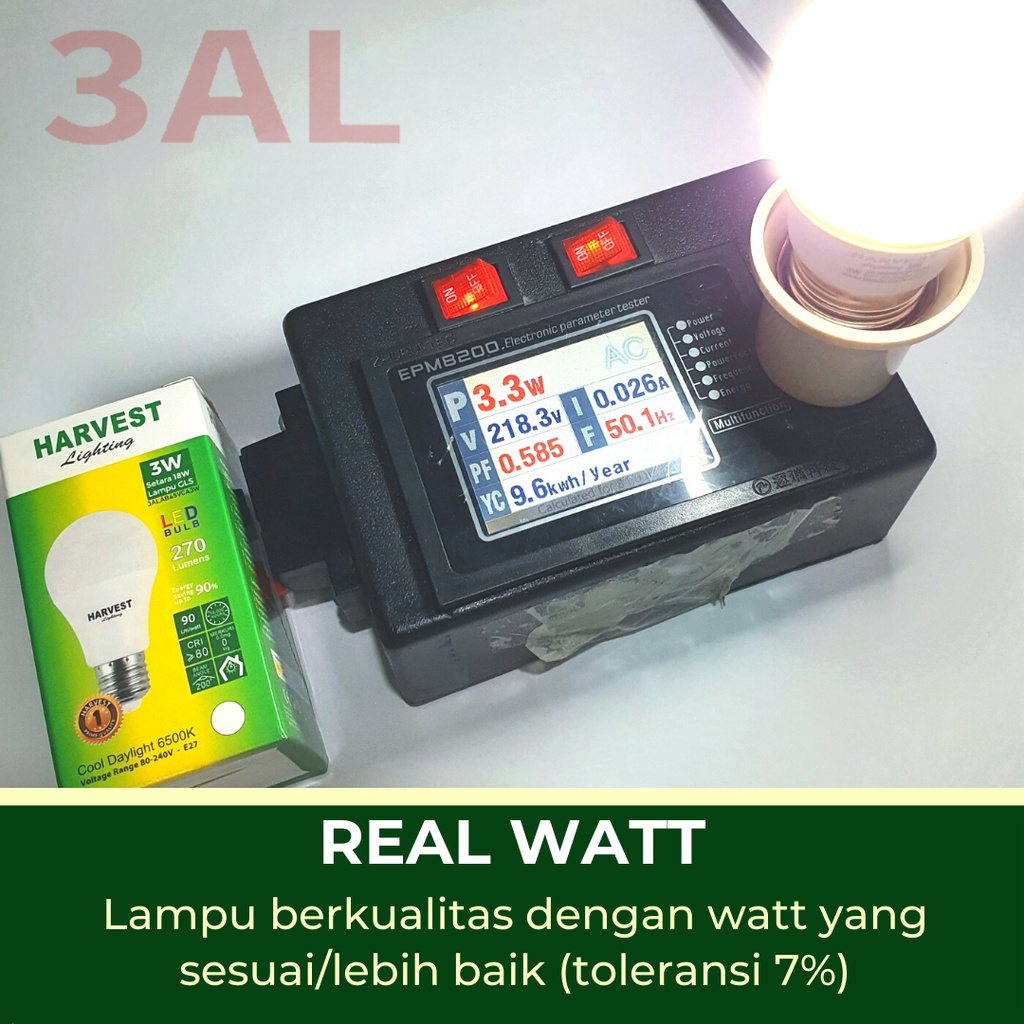 3W - Paket Isi 9 - HARVEST LIGHTING Lampu Bohlam LED A Bulb  3 Watt Lampu Hemat Energi Original Bersertifikasi SNI dan Bergaransi