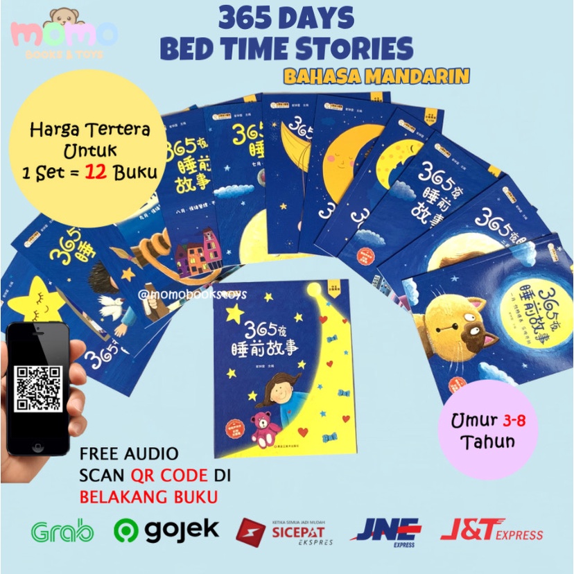 [MOMO] 1 Set Buku Cerita Bacaan Tidur Anak - Bahasa Mandarin (365 Days, Age 3-8) | Story Book Full Color / Buku Impor Dongeng Bacaan Tidur Bergambar Berwarna Anak TK SD / Chinese for Children Promo Murah