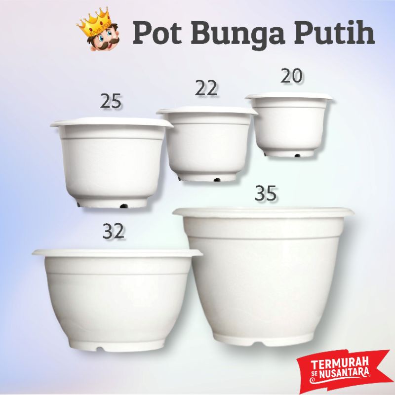 Pot Bunga Putih 20 22 25 30 32 35 | Pot Tanaman Plastik Putih