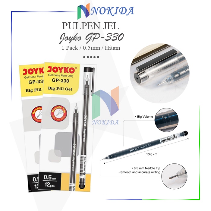 

Nokida Pulpen Big Fill Gel Joyko GP-330 [1 Pack] / Alat Tulis Sekolah / Pulpen Jel 12 Pcs / Ball Pen 1 Pak / Pulpen Gel Hitam / Ballpont Alat Hitam / Bolpenpolpen Bulpen Pulpen Joyko