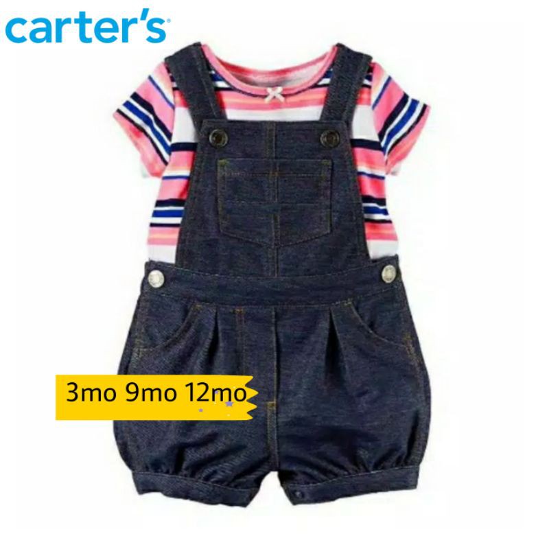 Baju Kodok Anak / Bayi Perempuan Overall Carters - soft denim