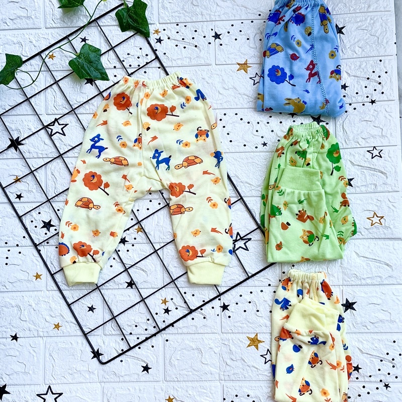 3 pcs celana bayi panjang corak baru lahir-12 bulan