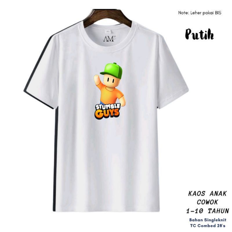 Baju Atasan  Kaos Anak Stumble guys T-hsirt AnakCowok/Cewek Remaja-dewasa