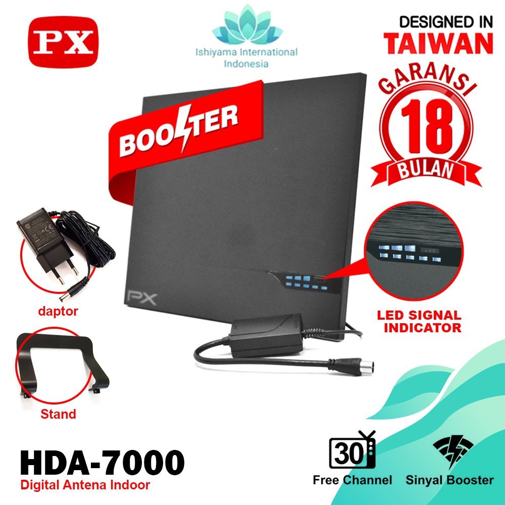 Antena TV Smart Digital Analog PX HDA 7000 Booster Indoor LED Bar