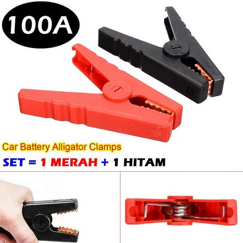 Jepitan Buaya Aki 100A Body Plastik Aligator Clip Besar Jepit Accu 9.5Cm Japit Aki Alligator  Capit 