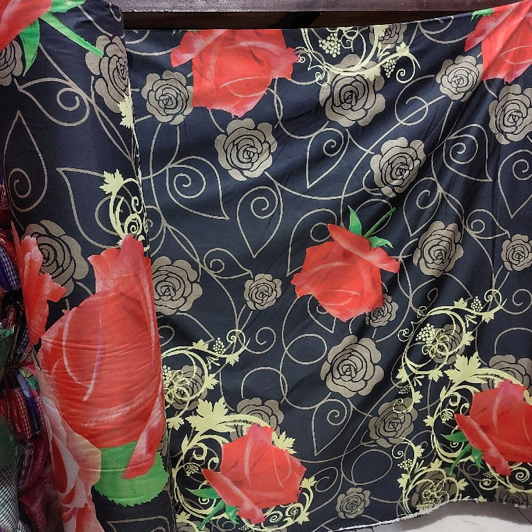 Bahan Kain Sprei Meteran Katun Microtex Disperse Motif Bunga