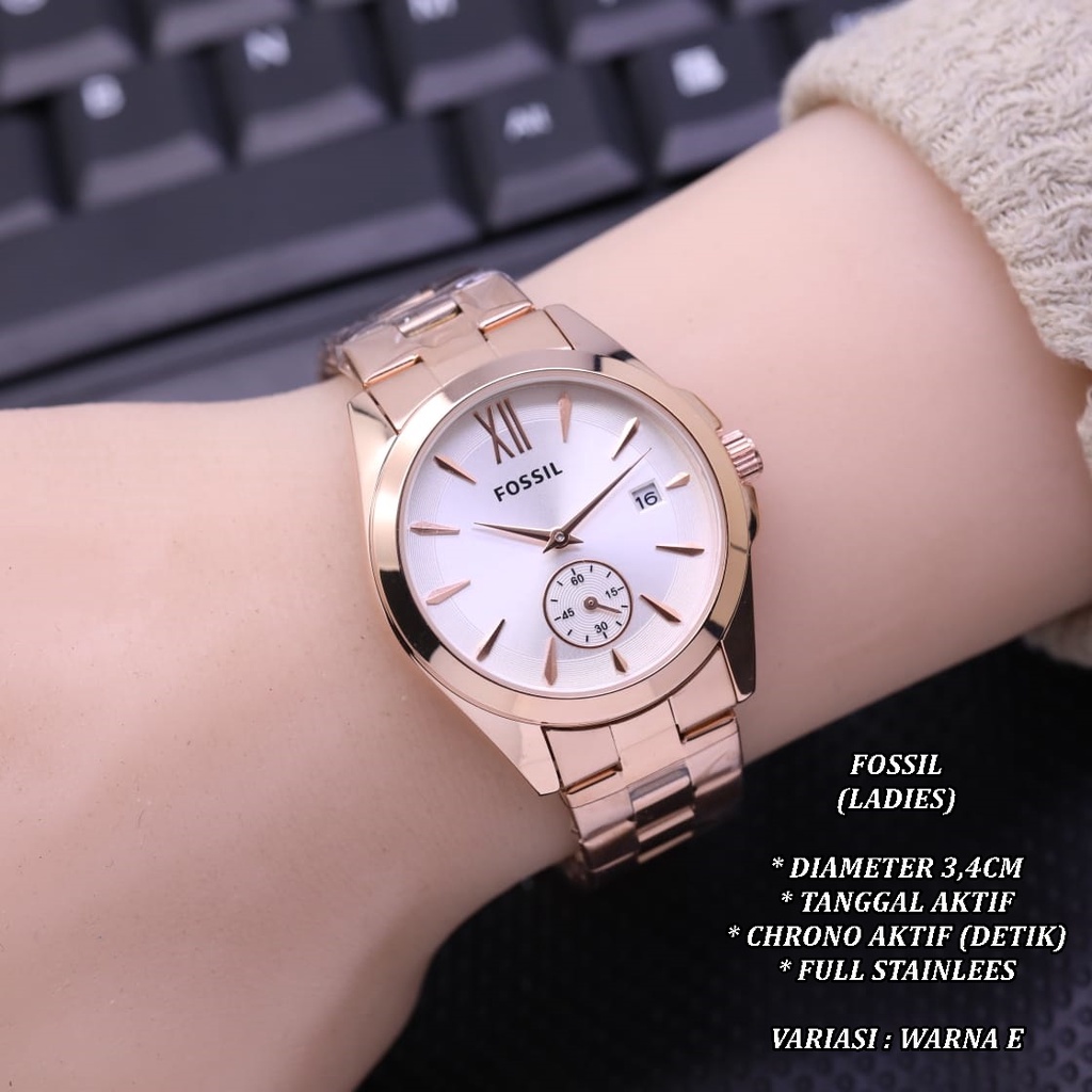 (BISA COD) JAM TANGAN WANITA FASHION RANTAI BODY BULAT TANGGAL &amp; CHRONO ON